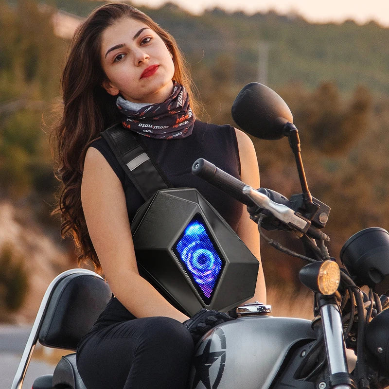 Sacoche Bandoulière Moto LED – Format Compact & Écran Connecté