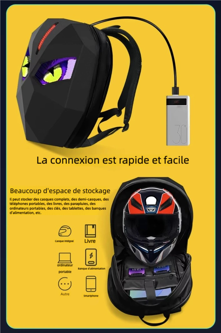 Sac à Dos Moto LED New-Gen – Technologie Feu Stop Actif